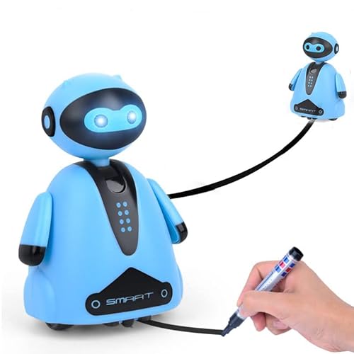 Mini Magic Inductive Robot Toy Tracer Bot Interactive STEM Toy Follow Black Line with LED Light Educational Toys for Kids…