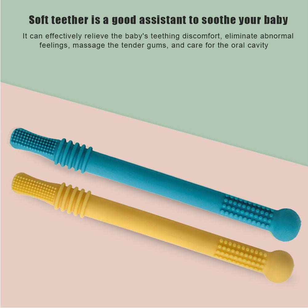 4PCS Hollow Teether Tube Chew Straw Toy for Infant Toddlers Silicone Teething Toys for Babies Learning Developmental Toys (4PCS)