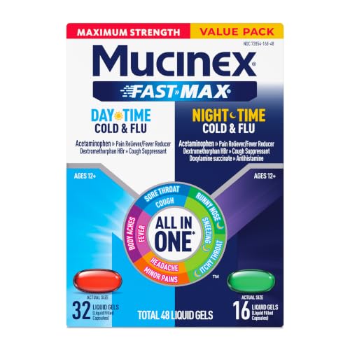 Mucinex Fast-Max Daytime Cold & Flu & Nighttime Cold & Flu, 48 Liquid Gels