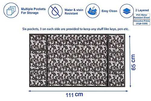 Image of The Furnishing Tree Fridge Top Cover Compatible for Samsung RT28T3C23NV /HL, 244 LTR WxL 65x111 in CM Floral Pattern Grey White