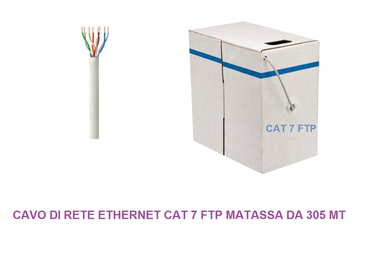 Mysmartshop MATASSA 305 MT Metri Cavo di Rete FTP Cat 7 LAN ETHERNET M Bobina Internet ADSL Plug MODEM ROUTER Access Point REAPETER