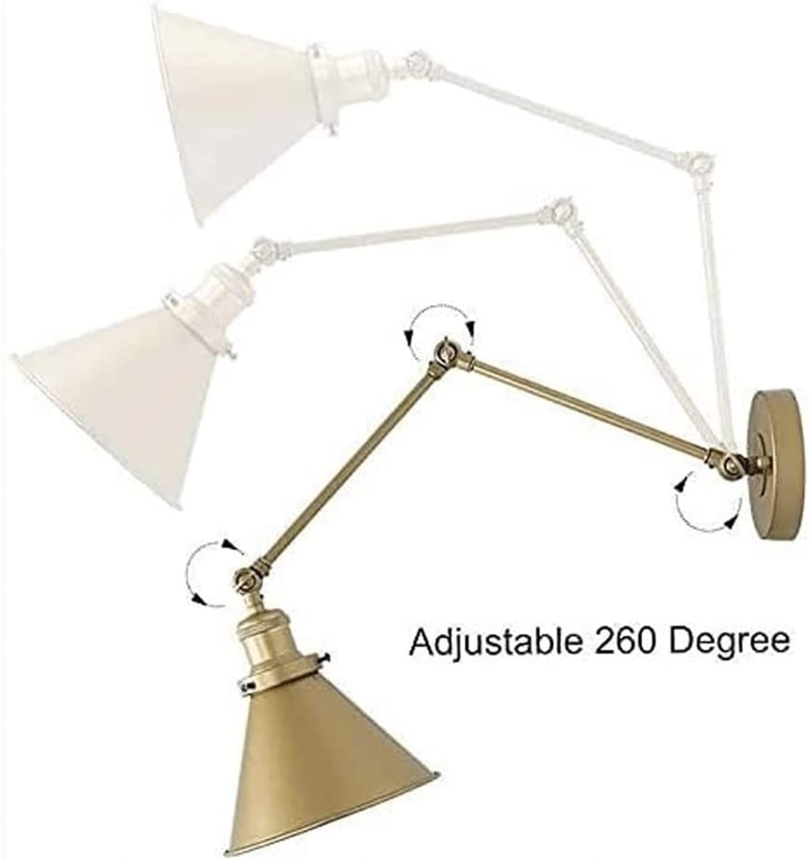 Aplique de pared ajustable industrial, lámpara de pared con brazo oscilante, lámpara de pared de metal retro de granja, accesorio de iluminación único for interiores for dormitorio, sala de estar, coc