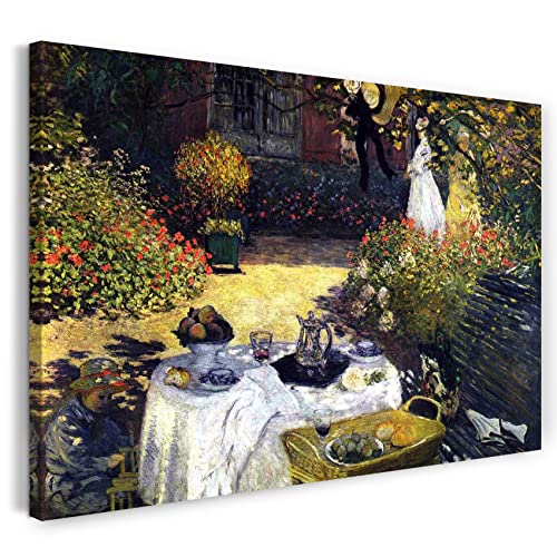 Printed Paintings Impression sur Toile (80x60cm): Claude Monet - L'heure du déjeuner