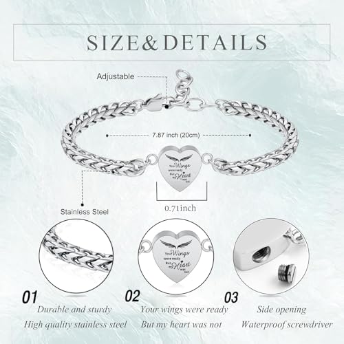 zeqingjw Heart Cremation Memorial Urn Bracelet for Ashes for Women Stainless Steel Adjustable Keepsake Bangle Cremation Memorial Ash Jewelry2