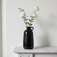 Vista 41 de Sunddo Florero rústico de cerámica con 2 asas, florero de granja texturizado, jarrones decorativos modernos blancos, sala de estar, estante, repisa