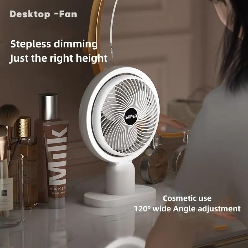 Image of 4000mAh High Speed ๐๐๐๐ก๐๐ซ๐ ๐๐๐๐ฅ๐ Table Fan for Home, ๐๐ฌ๐๐ข๐ฅ๐ฅ๐๐ญ๐ข๐ง๐ ๐๐๐ง with ๐๐๐ ๐๐ข๐ ๐ก๐ญ | ๐๐๐ ๐๐๐ซ๐ฌ๐จ๐ง๐๐ฅ Fan, ๐ ๐๐ฉ๐๐๐ (F0 - White)
