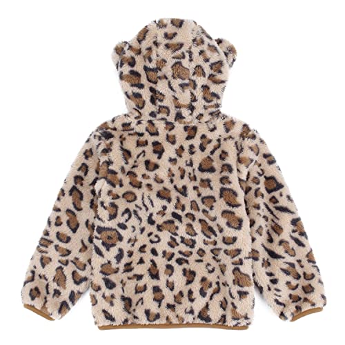 Jeskids Toddler Girls Boys Fleece Hoody Jacket Zip Up Teddy Coat Warm Winter Outwear Leopard Print #TOP1