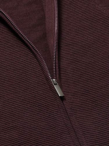JAB Suéter Tricot Canelado com Zíper Masculino, Tam M, Vermelho Vinho