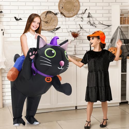 Disfraz inflable de gato para niños miniatura 5