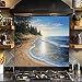 Tempered Glass Backsplash, Seaside Shoreline Glass Backsplash, Kitchen Backsplash Behind Stove, Glass Backsplash for Kitchen Wall, Easy to Install Stove Backsplash