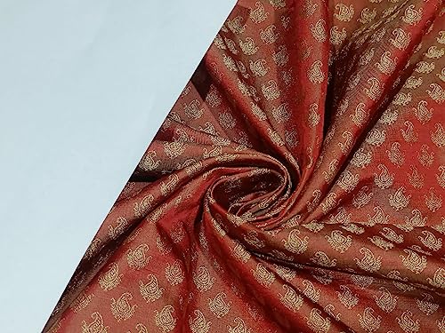 Tissu brocart de soie orange et or BRO173 pour structure et éclat de vos vêtements