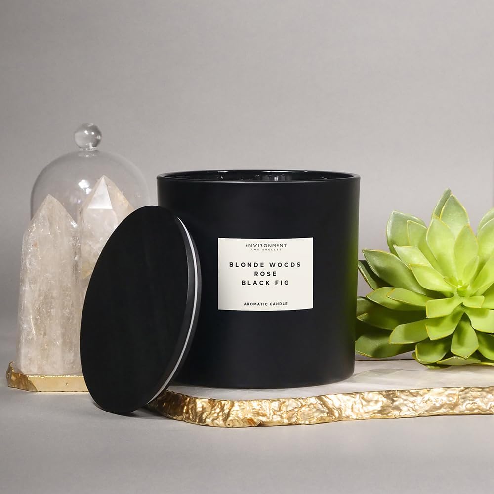 ENVIRONMENT Inspired by 5-Star Resort EDT Candle, 55oz Luxury Coconut Apricot Wax Candles for Home (Blonde Woods | Rose | Black Fig) Home Fragrance Products, 4 Wick Candle, Vegan & Cruelty-Free - Image 7