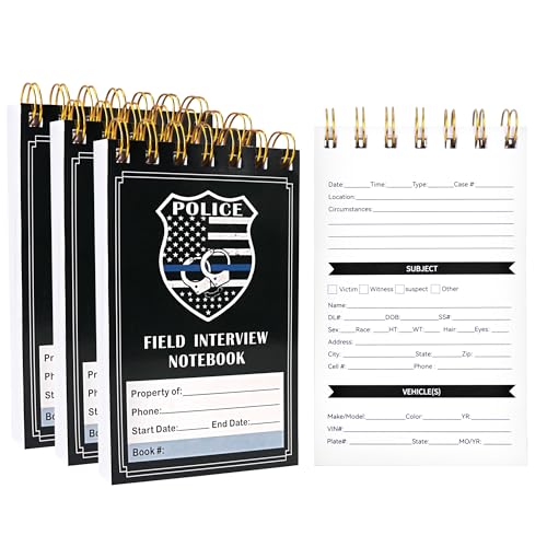 Police Field Interview Notebook, Public Safety Police Report Notepad for Accidents & Incident Reports, Law Enforcement Incident Report Notepads,EDC Officer Notebook with Spiral