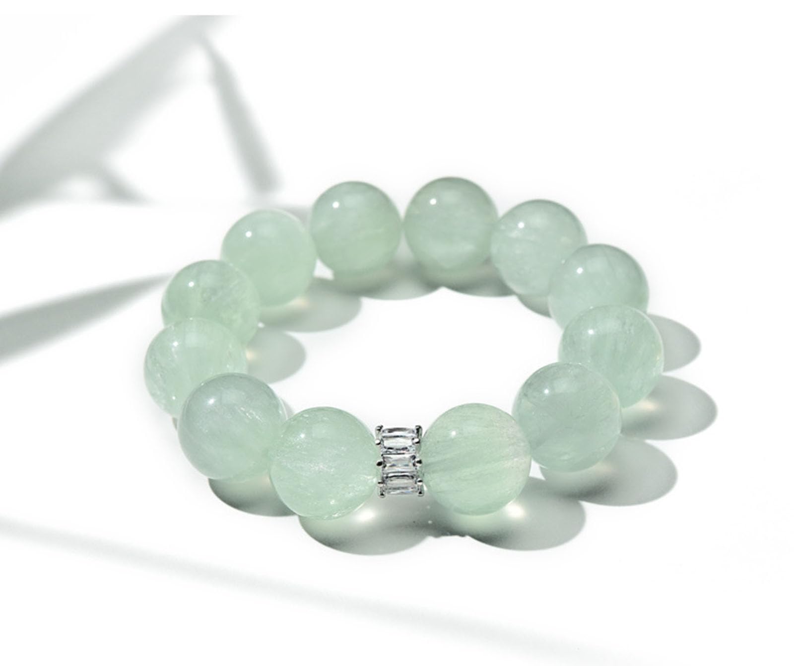 Pulsera de fluorita Verde cepillada Natural, Pulsera de Cristal de Cuarzo Verde para Mujer, Pulseras elásticas de Cuentas de Piedras Preciosas energéticas para Regalos de cumpleaños,14mm