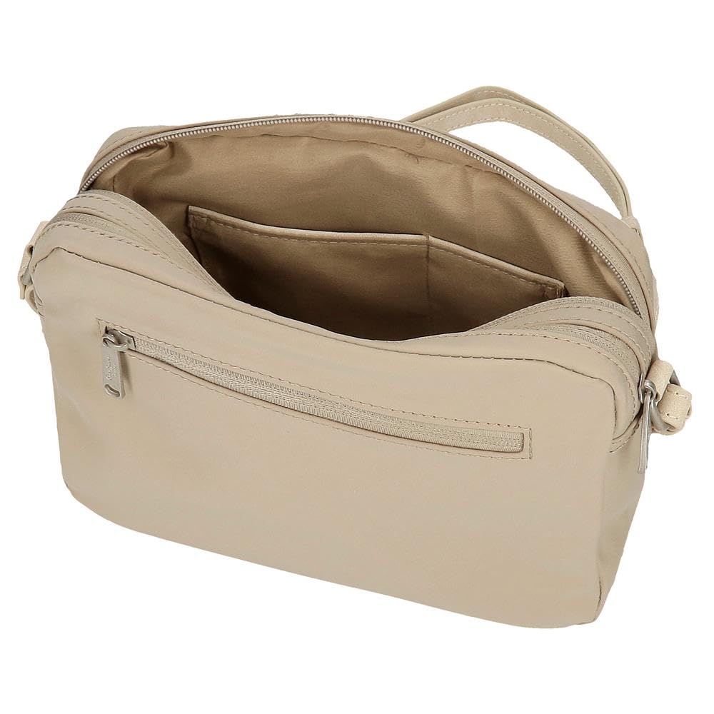 Pepe Jeans Jana Torba na ramię Dwukomorowa Beżowy 24X16X9 cm Poliester z Detalami ze Sztucznej Skóry by Joumma Bags, beż, Talla única, torba na ramię z dwoma
