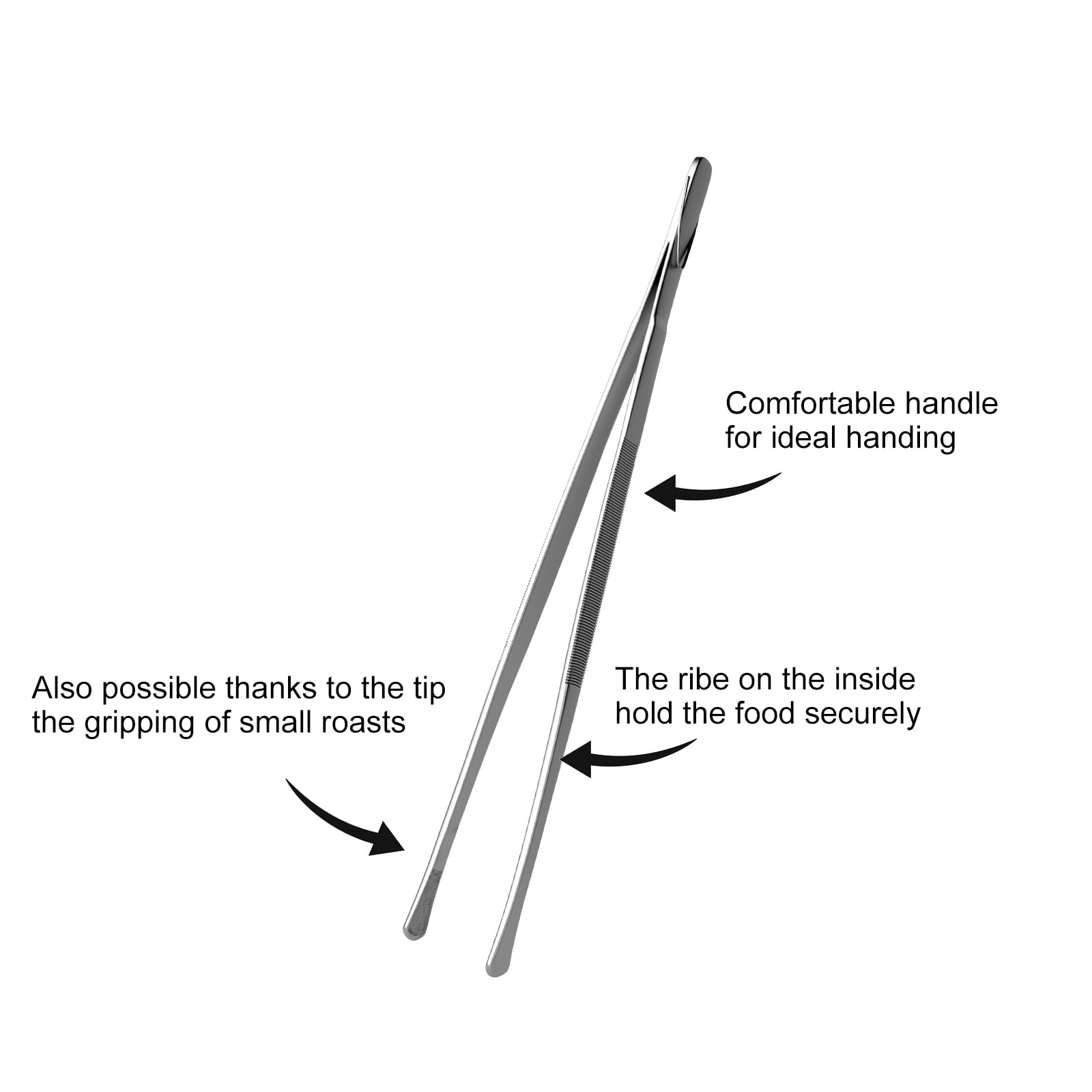 NUOYASI 2 Pcs 12-Inch Kitchen Tweezers for Cooking, Stainless Steel Chef Cooking Tongs Multi-Function Precision Serrated Tips, Metal Tongs for Serving Good, Rill, Culinary, Pasta, Salad, BBQ