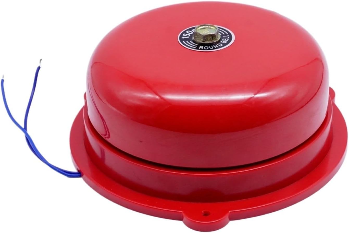 Traditional red Alarm Bell AC110V/220V DC12/24V Call Ring 6 inch high Decibel Alarm Bell Bell(DC 12V)