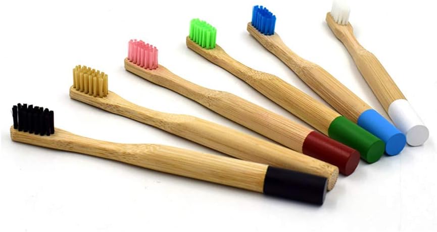 Bamboo Toothbrushes with Hard Activated Charcoal Bristles Firm | Plastic Free | Vegan | Teeth Whitening |Child toothbrush| Natural Eco Friendly | 100% Biodegradable Handle | Organic 6 Family Pack |