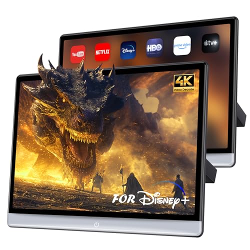 Image of WONNIE 16" Car TV Headrest Monitor for Back Seat, 4K Android Tablet Portable Rear Entertainment System, Phone Wireless Mirror Link Touch Screen, with WiFi/Bluetooth/HDMI/USB/Video Player, 4G+64G