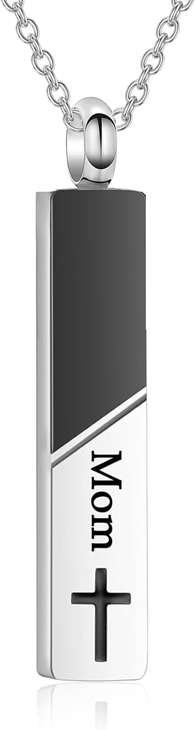 Bar Urn Necklaces for Ashes for Men Women Cremation Urn Jewelry Cross Cube Ash Necklace Memorial Keepsake Pendant Human Ashes Holder