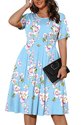 POSESHE Womens 2024 Plus Size Dresses for Women Hide Belly Short Sleeve...