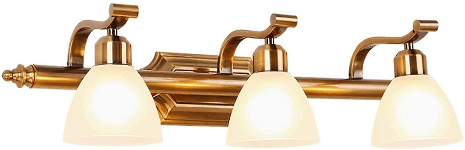 CWCQGH Wall Sconces, Mirror Light Retro Bath Mirror Lights,Bathroom Mirror Front Wall Light, Golden Bedroom Vanity Mirror Ligh with Glass Shade,Wash Basin Mirror Wall Lamp Bath,63CM/21W