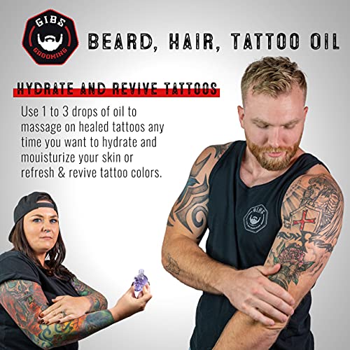 Gibs Grooming Bush Master Beard, Hair & Tattoo Oil- All-Natural With Nutmeg, Leather, Vanilla & Musk Scent- Softens & Strengthens Beard Growth, Moisturizes Skin, 1 Fl Oz (Pack Of 1) #TOP4