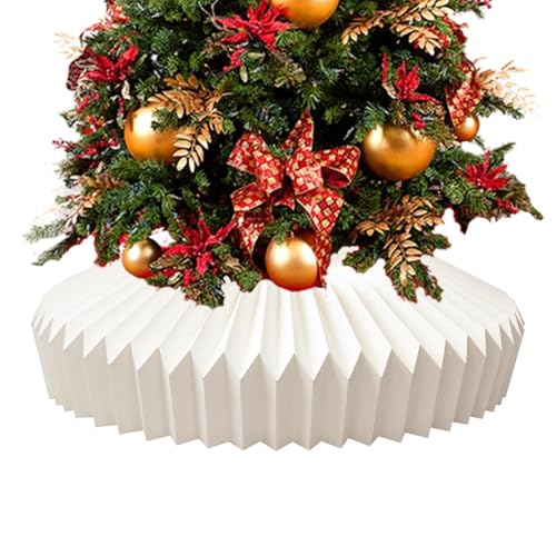Anillo de árbol de Navidad para árboles artificiales, anillo plegable de cartón para base de árbol de Navidad, collar de árbol de Navidad, decoración navideña para sala de estar, cubierta de base de