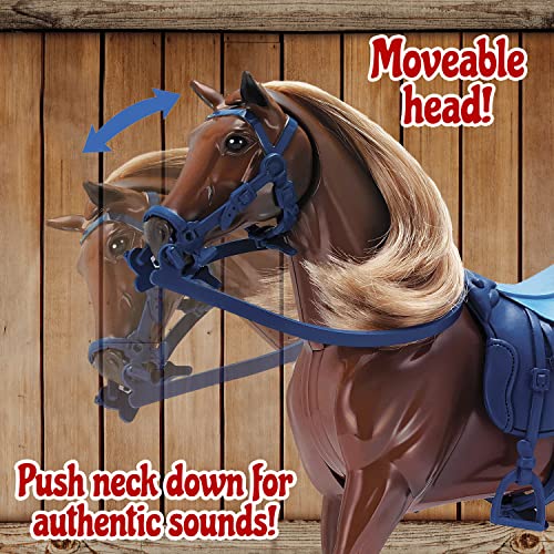 Sunny Days Entertainment Appaloosa Horse With Moveable Head, Realistic Sound And 14 Grooming Accessories - Blue Ribbon Champions Deluxe Toy Horses #TOP2