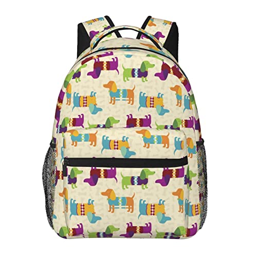 Mochila de perro Dachshund unisex para viaje ligero y uso diario informal