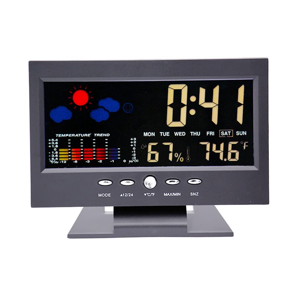 Multi-Functional Weather Station Clock Digital Indoor Thermometer Hygrometer Calendar Phase Colorful LCD Display