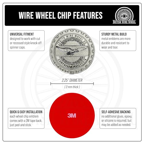 Image of Zenith Chrome 3D Metal Wheel Chip Emblems (Set of 4) | Triple Chrome Plated Solid Metal Wheel Chip Emblems, 2.25 inch | for Lowriders with Cut or Recessed Knock Off Spinner Caps