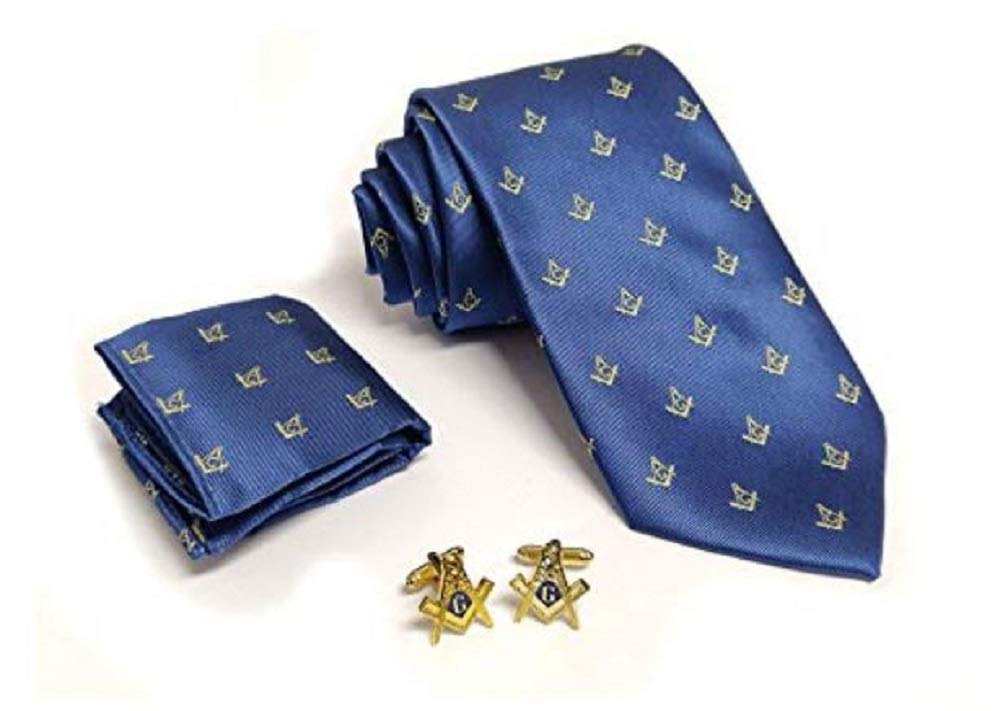Masonic Neck Tie, Handkerchief & Cuffinks Set, NSC-103
