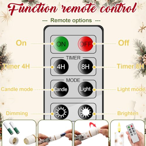Image of Aurelema Battery Operated Flameless Taper Candle Remote, 6 Pcs, Classic