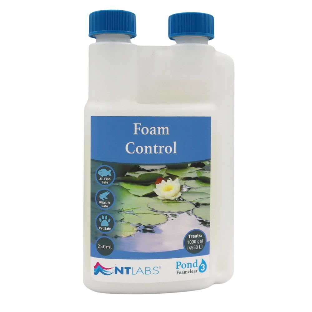 NT Labs Pond Foamclear, Pond Foam Control Water Treatment, Breaks Down Pond Water Froth, Controls Excess Protein in Pond Water, Helps Maintain the Correct pH (250ml - Treats 4550L)
