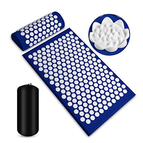 Stronrive Tappetino per Digitopressione e Set, Originale Tappetino per Agopressione Cuscino per Digitopressione con Borsa per Trasporto per Relax e Sollievo dal Dolore