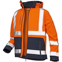 Reflex Softshell Hi-Vis Jacket   Waterproof Jacket with Reflective Tape, High Visibility Safety Coat for Men, Ideal for Outdoor Work, Construction, and Warehouse