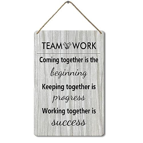 Locmorly Wood Sign, Teamwork Coming Together Is The Beginning Sign,