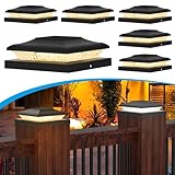TSUNESLUX 6x6 Solar Post Cap Lights 6 Pack for Wooden Post - Fits 5.5x5.5 Wood & 5x5 Vinyl Posts, Outdoor Waterproof Fence Lights with 24 LEDs, Deck/Patio/Yard Decorations, 2 Color Modes (3000K/6000K)
