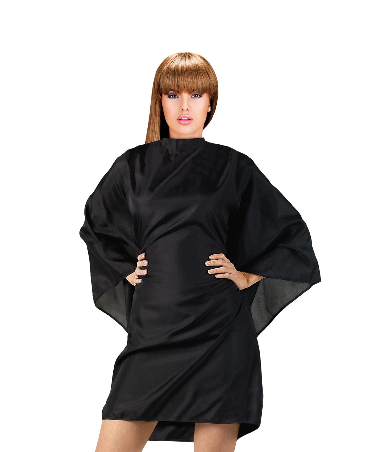 Cricket Static Free Haircutting Cape for Professional Stylist Salon Barbershop Hairdresser Anti-Static Cape for Haircuts, Adjustable Snap Neck Closure, Black
