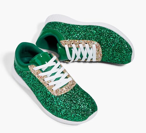 Image of BELOS Women's Glitter Shoes Sparkly Lightweight Metallic Sequins Tennis Shoes Casual Retro Braided Walking Shoes