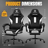 GTPLAYER Gaming Chair with Foot Rest & Pocket Spring Cushion, Breathable Fabric for Home Office Desk, Ergonomic High Back Computer Chair with Headrest & Lumbar Support, Black