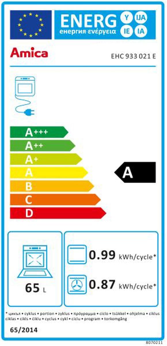 Amica Einbauherd-Set Elektro-Herd-Kochfeld-Kombination Backofen mit Grill und Umluft Glaskeramik-Kochfeld 4 Zonen 65 Liter 60 cm Edelstahl