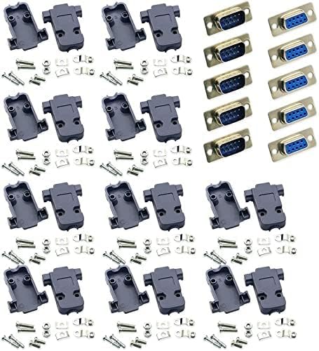 CS DB9 Serial Connector RS232 9-Pin Double Row Welded Head Male and Female Pair with Cover - VGA Connectors-image-23