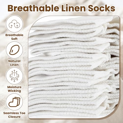 Image of Mepase 6 Pairs Flax Linen Ankle Socks for Women Men 88% Organic Thin Breathable Mesh Low Cut Quick Dry Moisture Wicking Socks