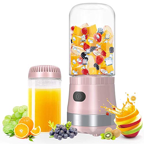 Smoothie Maker, Persönlicher Mixer Standmixer, Entsafter USB Wiederaufladbar und 350ML Kapazität, Geeignet für Familien, Camping und