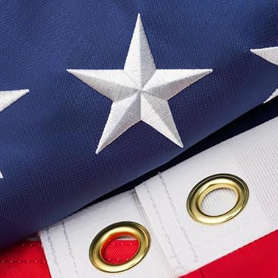 American Flags for Outside 3x5, 100% in USA American Flag, 250D Thicken Stitches Flags 3x5 Outdoor, Anti-Tear American Flags for Outside, Vivid Color US Flag with 1 Embroidered Stars USA Flag