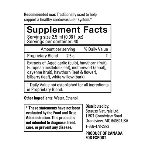 Strauss Naturals Heartdrops, Herbal Heart Supplements With European Mistletoe And Extracts Of Aged Garlic, 3.4 Fl Oz, Original Flavor #TOP1