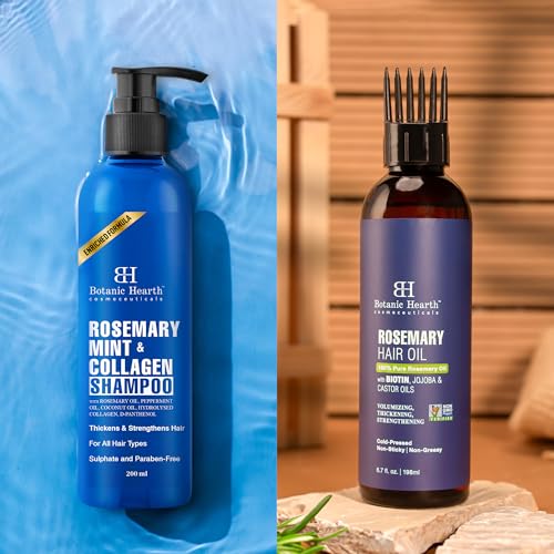 Image of Botanic Hearth Rosemary Hair Care Combo - Hair Oil (198ml)& Mint Shampoo | Hair Growth, Hair Fall Control, Dandruff Relief, Itchy Scalp, Frizz Control & Root Strength | Sulfate & Paraben-Free