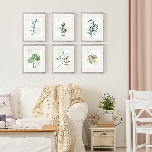Image of upsimples 11x14 Picture Frame Set of 5, Display Pictures 8x10 with Mat or 11x14 Without Mat, Wall Gallery Photo Frames, Gray